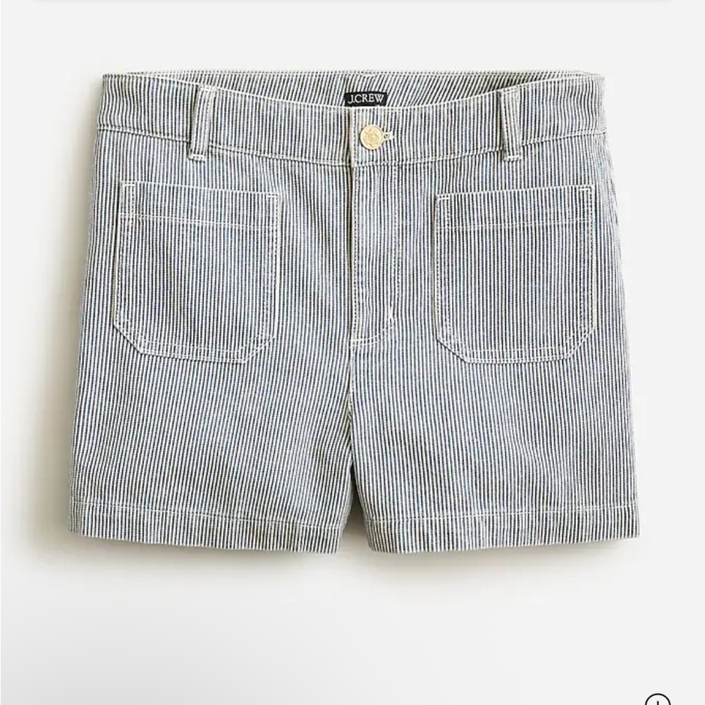 J.Crew Patch-pocket denim short in stripe Size 24
